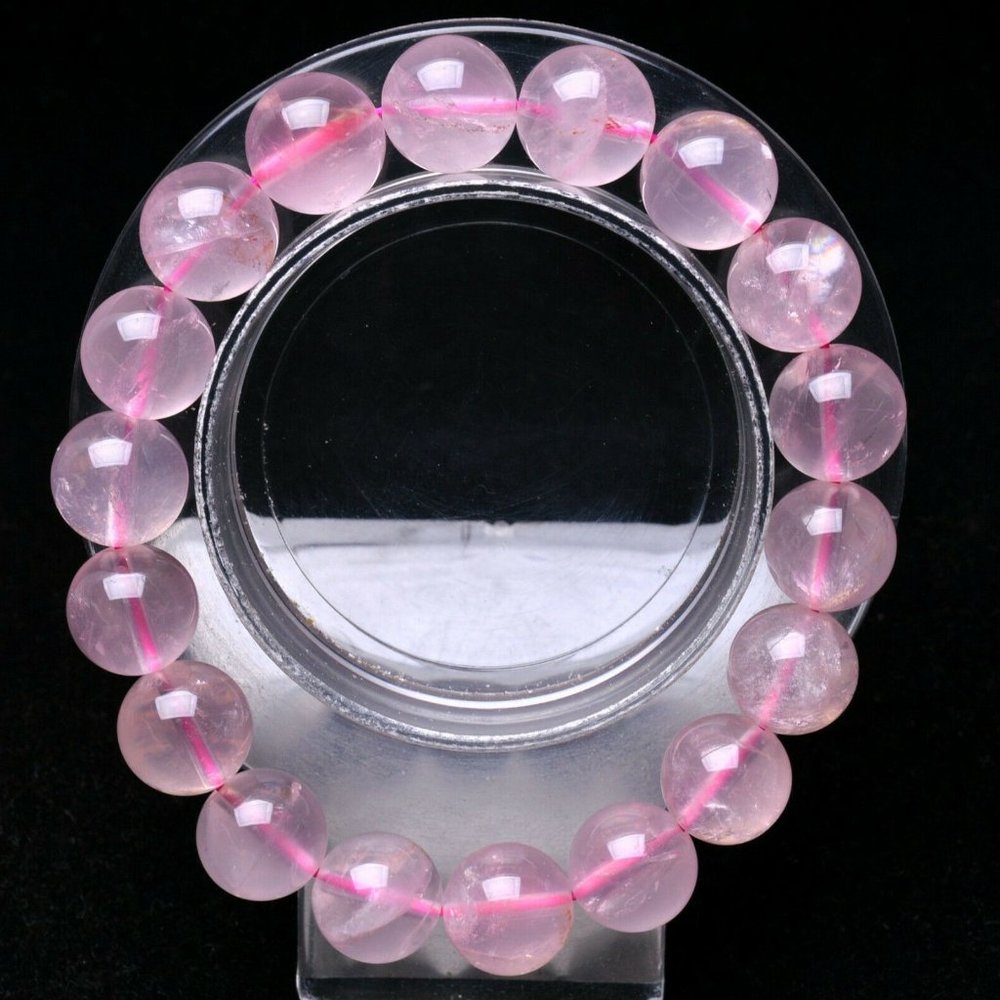 Genuine Natural Rose Quartz Stretchy Bracelet NWT